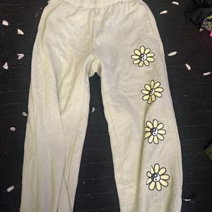 green flower sweat pants